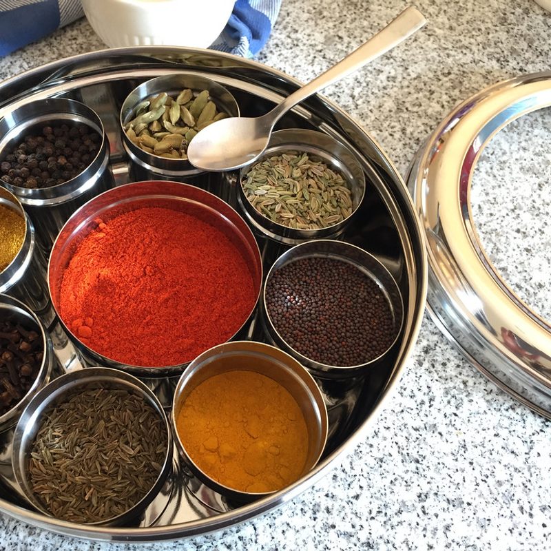 Brass Spice Tin, 7 Compartments